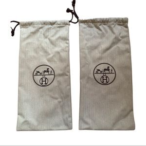 Authentic Hermes twill cotton shoe bags - set of 2